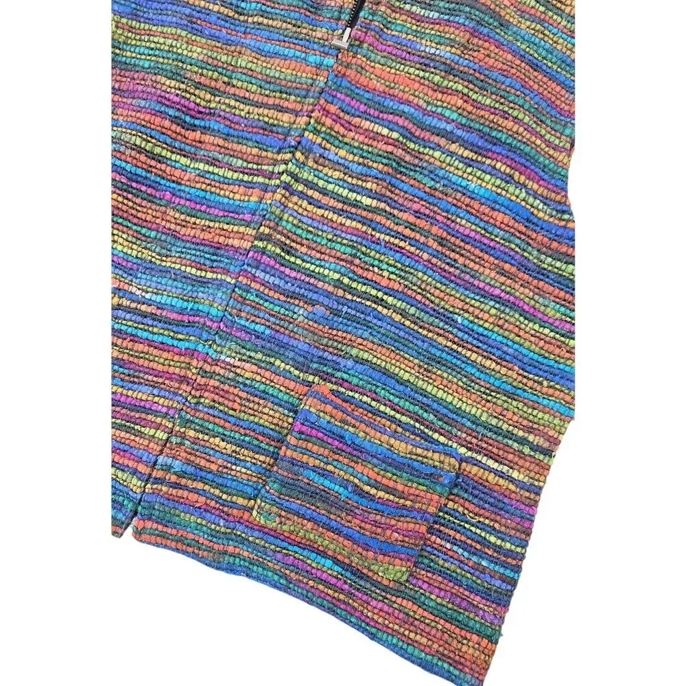 Artsy Woven Silk Blend Vest Multicolor Textured Boho Anthropologie Style - Picture 7 of 8